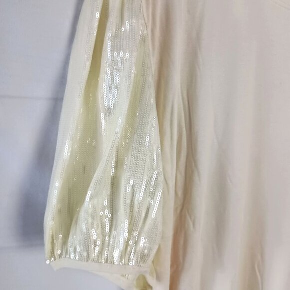 Kate & Mallory Sequin Sleeve Top 3X Off-White Plus Size Blouse NWOT - Picture 3 of 5